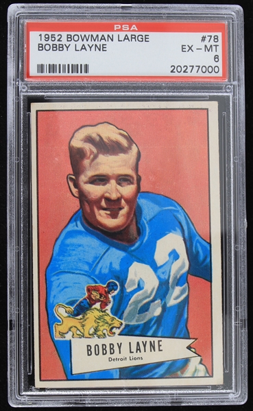1952 Bobby Layne Detroit Lions Bowman Large Trading Card #78 (EX-MT 6)