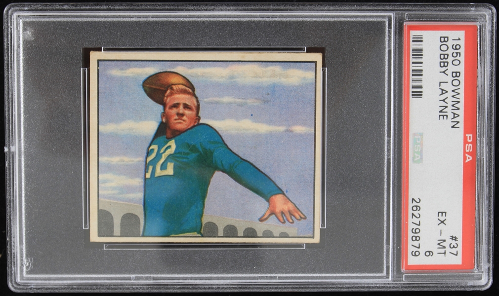 1950 Bobby Layne Detroit Lions Bowman Trading Card #37 (EX-MT 6)