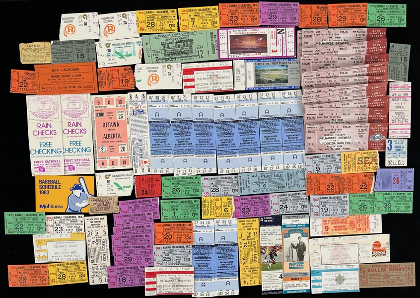 1960s-2000s Baseball Football Basketball Hockey Tickets & Stubs Collection - Lot of 100+