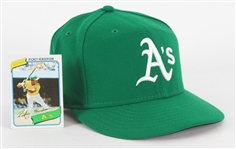 1980-2019 Rickey Henderson Oakland Athletics Memorabilia - Lot of 2 w/ Rookie 1980 Topps #482 Trading Card & Post Career Cap (MEARS LOA/MLB Hologram)