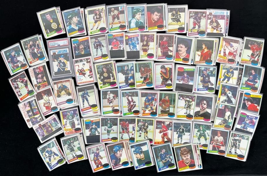 1980 Topps Hockey Trading Cards Near Complete Set - 261 of 264 w/ #3 Wayne Gretzky Record Breaker (PSA EX-MT 6)