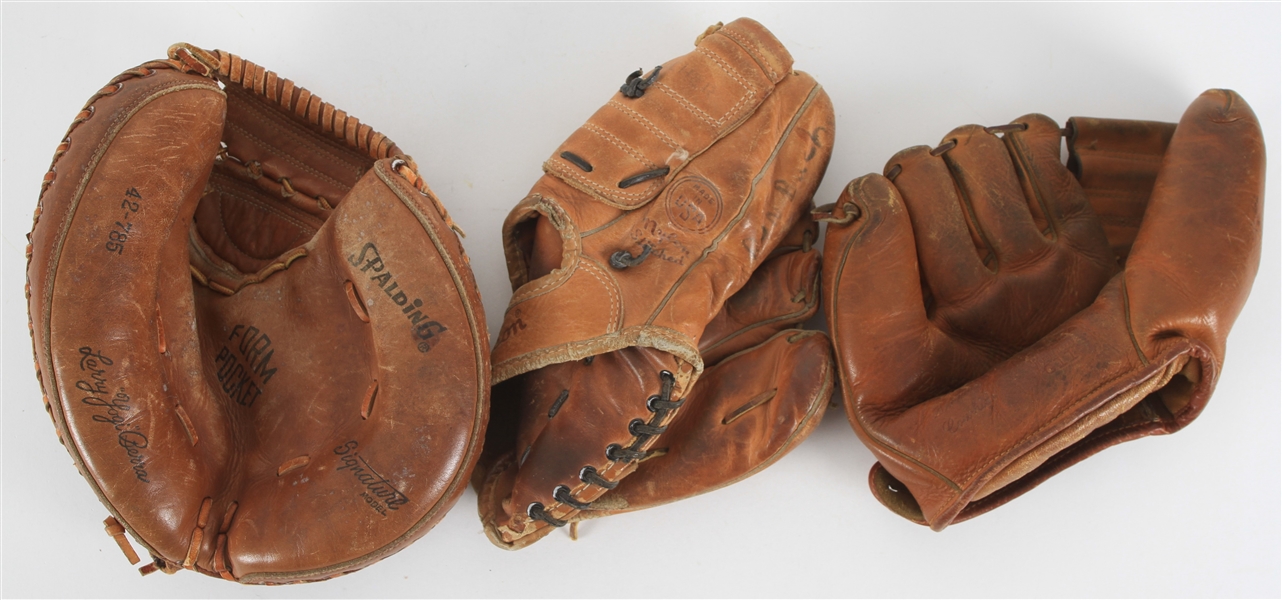 1950s-60s Player Endorsed Store Model Baseball Mitts - Lot of 3 w/ Yogi Berra Catchers Mitt, Harmon Killebrew & Don Hoak