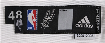 2007-08 Manu Ginobili San Antonio Spurs Signed Game Worn Home Jersey (MEARS A10) *Full JSA Letter*