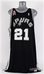 2001-02 Tim Duncan San Antonio Spurs Signed Game Worn Road Jersey (MEARS A10) *Full JSA Letter*