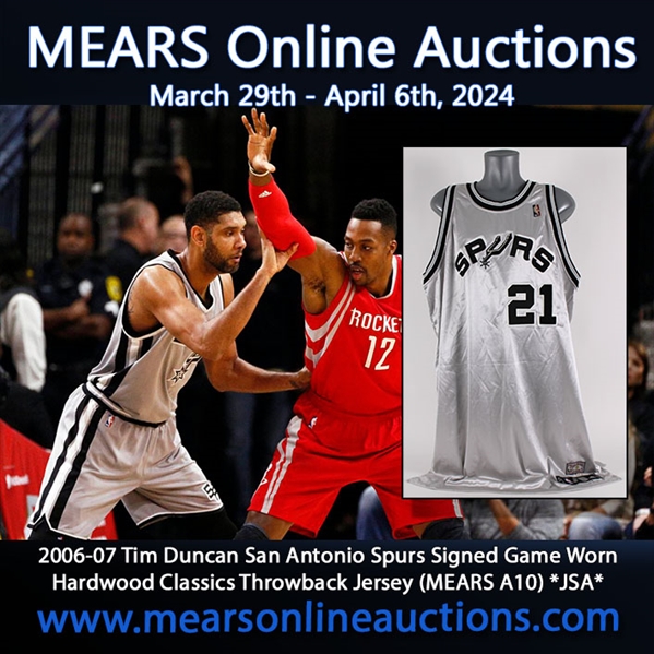 2006-07 Tim Duncan San Antonio Spurs Signed Game Worn Hardwood Classics Throwback Jersey (MEARS A10) *JSA*