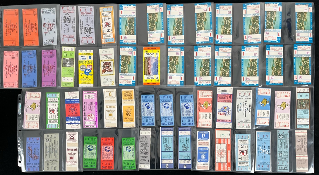 1970s-1980s Notre Dame Oregon Florida Ball State and More Full Football Tickets (Lot of 76)