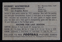 1952 Bob Waterfield Los Angeles Rams Bowman Small Trading Card #137