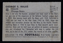 1952 George Halas Chicago Bears Bowman Small Trading Card #48