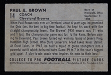 1952 Paul Brown Cleveland Browns Bowman Small Trading Card #14