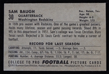 1952 Sammy Baugh Washington Redskins Bowman Trading Card #30