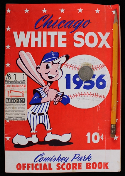 1956 Washington Senators vs Chicago White Sox Official Score Book and Ticket Stub