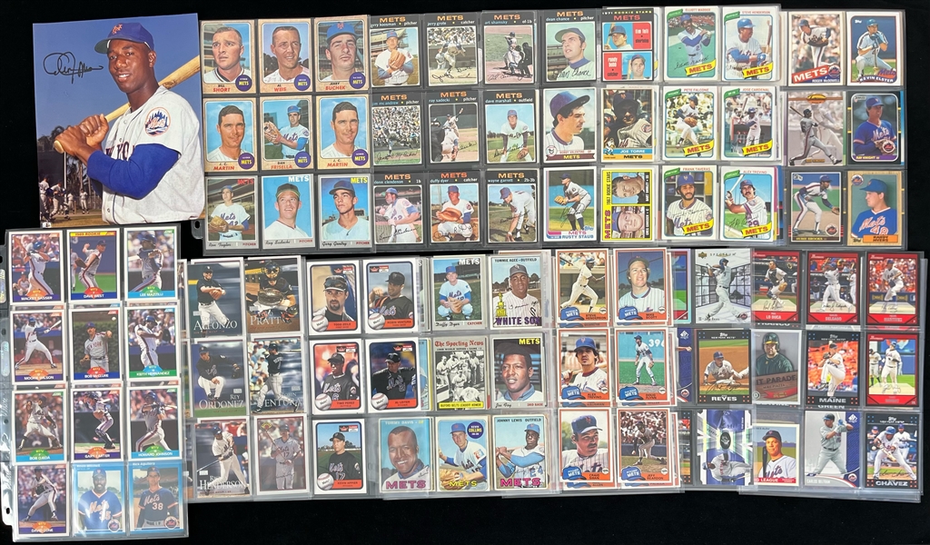 1960s-2000s New York Mets Baseball Trading Card Collection - Lot of 225 + Cleon Jones Signed Photo (JSA)
