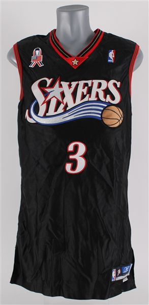 2001-02 Allen Iverson Philadelphia 76ers Game Worn Road Jersey (MEARS A5)