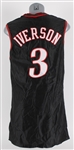 2001-02 Allen Iverson Philadelphia 76ers Game Worn Road Jersey (MEARS A5)