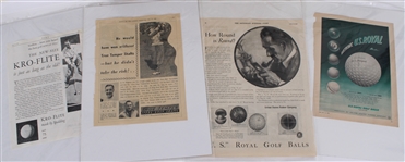 1920's-50's Americana Advertising Collection - Lot of 7 w/ 23 x 30 Framed 7-Up Advert & Six Golf Ads