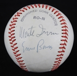 1977-86 Monte Irvin Ernie Banks Signed ONL Feeney Baseball *JSA*