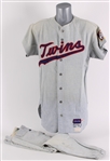 1967 Jim Perry Minnesota Twins Game Worn Road Uniform (MEARS A5)