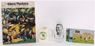 1960s-70s Green Bay Packers Memorabilia Collection - Lot of 12 w/ Vince Lombardi Pizza Hut Glass, Coffee Mug, Postcards & Multi Signed Game Program (JSA)