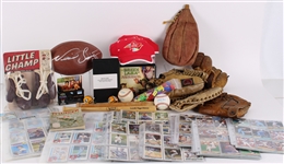 1950s-2000s Baseball Football Boxing Americana Collection - Lot of 850+ w/ Baseball Trading Cards, Franklin Little Champ Boxing Gloves, Neil Smith Signed Football & More