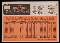 1966 Jim Bunning Philadelphia Phillies Topps Trading Card #435