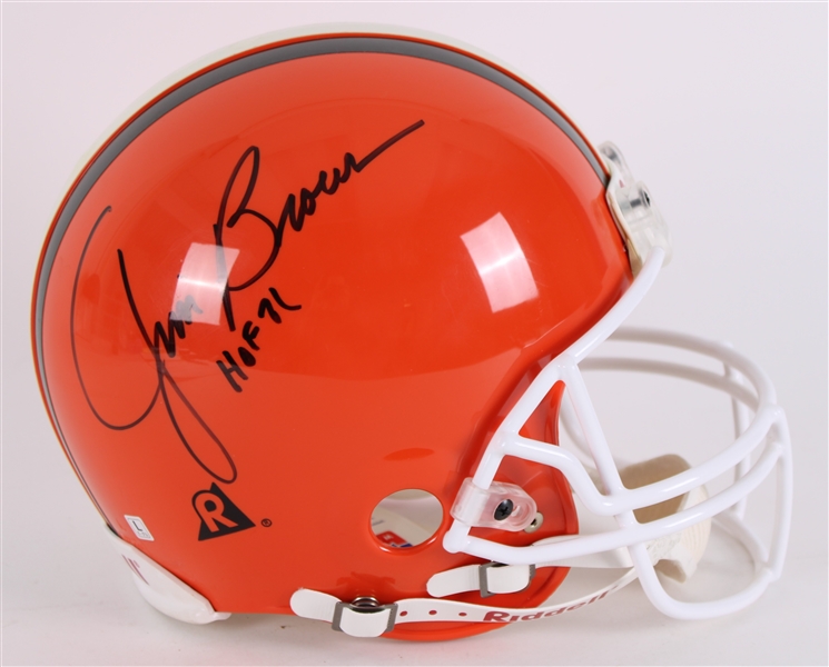 2000s Jim Brown Cleveland Browns Signed Full Size Riddell Helmet (JSA)