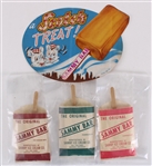 1960s Sammy Bar Ice Cream Treats Memorabilia Collection - Lot of 4 w/ Advertising Display & Three Original Wrappers