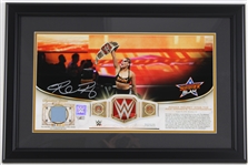2018 Ronda Rousey RAW Womens Champion 16" x 24" Framed Display w/ Summer Slam Ring Canvas Swatch & Signed Photo (Fanatics)