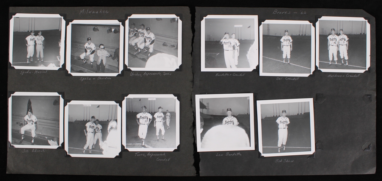 1962 Warren Spahn Joe Adcock Bob Uecker and More Milwaukee Braves 4"x4" B&W Photos (Lot of 11)
