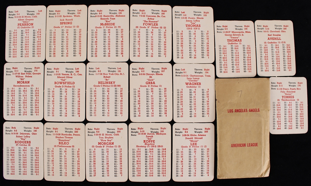 1961-63 Los Angeles Angels APBA Baseball Cards (Lot of 18)