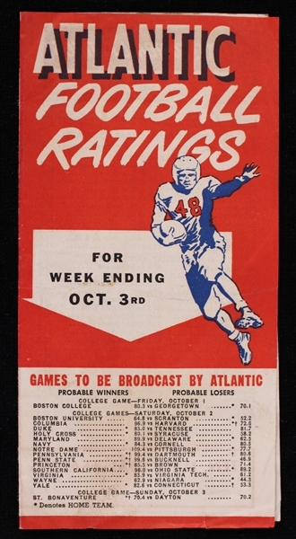 1947 Atlantic Football Rankings Pamphlet
