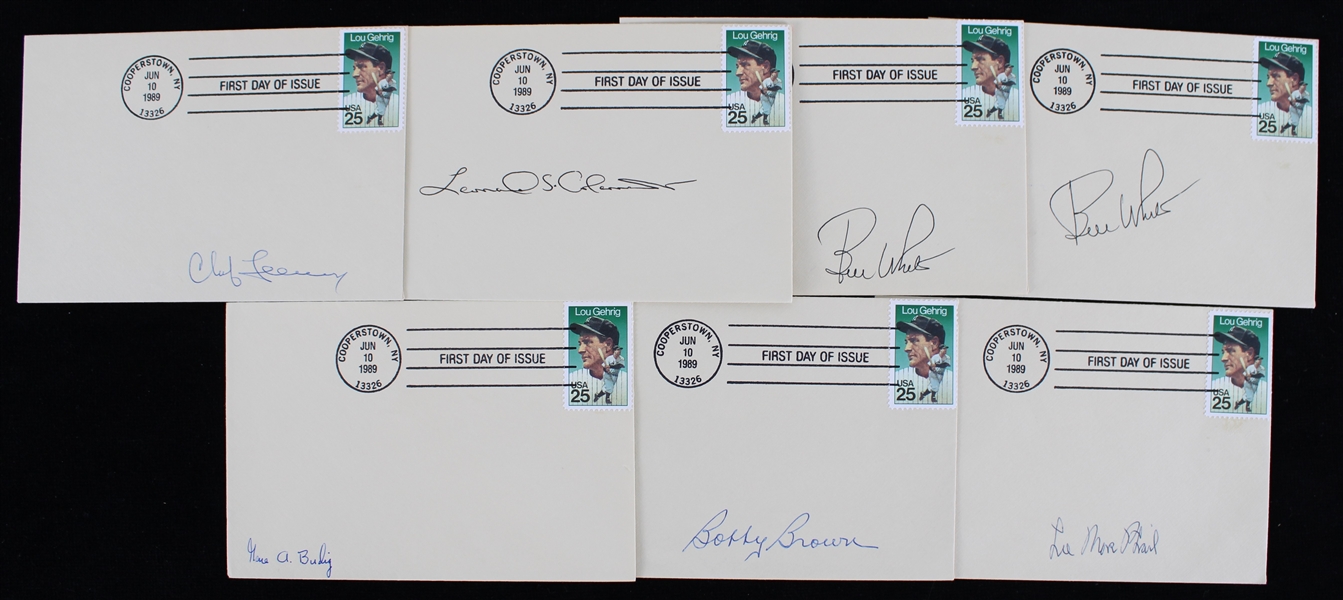 1970-90s Lee MacPhail Gene Budig Leonard Coleman and More Signed Envelopes (Lot of 7) (JSA)