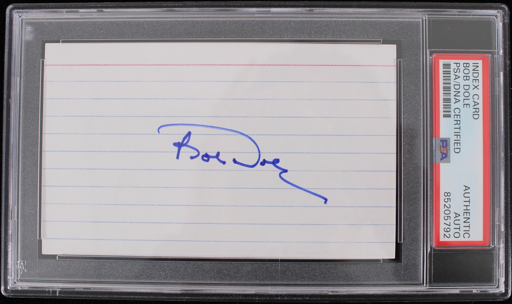 Bob Dole (d.2021) Politician Signed Index Card (PSA/DNA Slabbed)