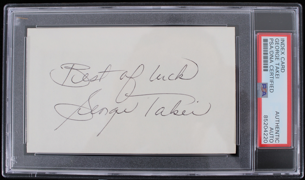 George Takei Star Trek Actor Signed Index Card (PSA/DNA Slabbed)