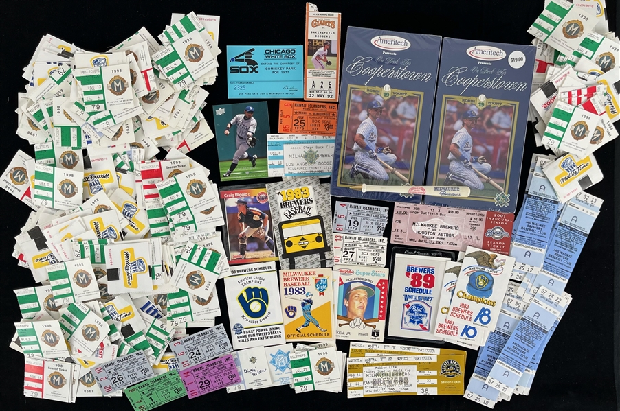 1980s-2000s Milwaukee Brewers County Stadium / Miller Park Ticket Stub Collection - Lot of 1,900+