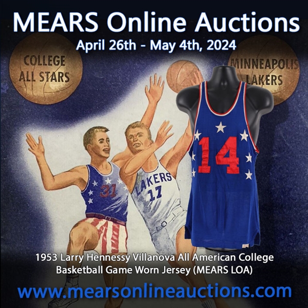 1953 Larry Hennessy Villanova All American College Basketball All Stars vs. Minneapolis Lakers Game Worn Jersey (MEARS LOA)
