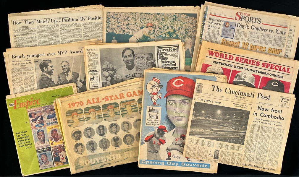 1970 Cincinnati Reds Newspaper Collection - Lot of 18