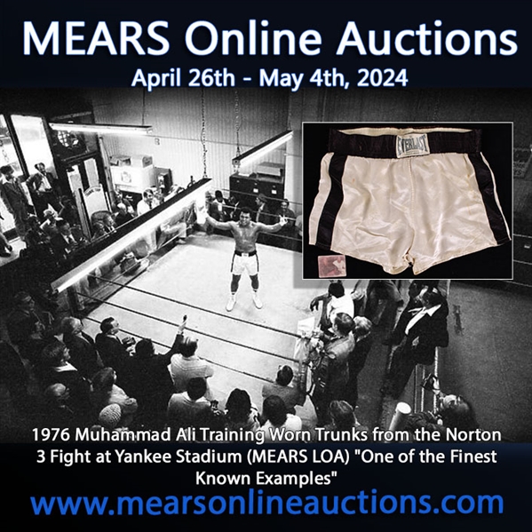 1976 Muhammad Ali Training Worn Trunks from the Norton 3 Fight at Yankee Stadium (MEARS LOA) "One of the Finest Known Examples"