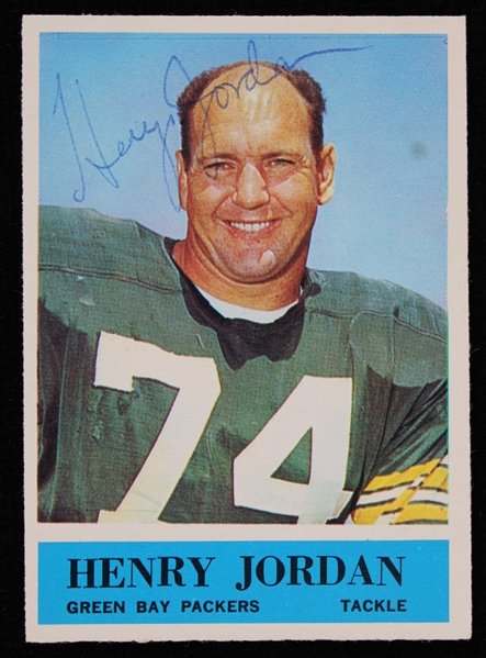 1964 Henry Jordan Green Bay Packers Signed Philadelphia #75 Football Trading Card (JSA)