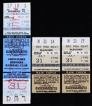 1990 Nolan Ryans 300th Win Full Ticket and Ticket Stubs Texas Rangers vs Milwaukee Brewers (Lot of 3)