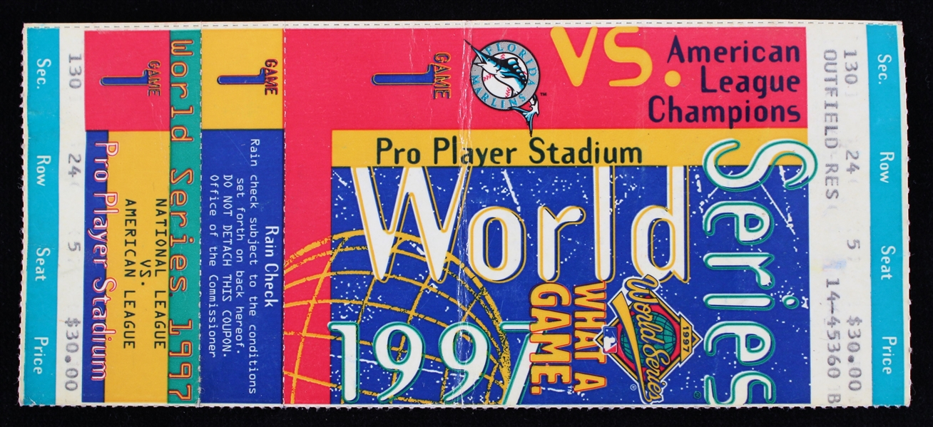 1997 Cleveland Indians vs Florida Marlins World Series Game 1 Full Ticket