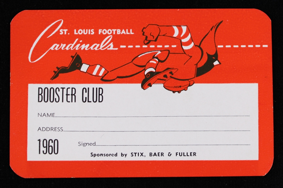 1960 St. Louis Cardinals Football Booster Club Card