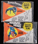 1974 Captain America and Batman Bike Saftey Flags in Package (Lot of 2)