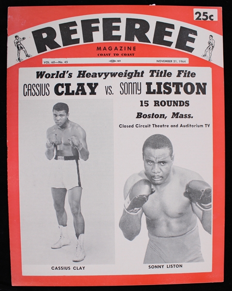 1964 HIGH GRADE Cassius Clay vs Sonny Liston Referee Magazine