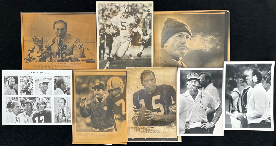 1960s-1980s Bart Starr Green Bay Packers 7"x10" and 8"x11" B&W Photos (Lot of 8)