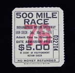 1976 Indianapolis 500 Ticket Stub