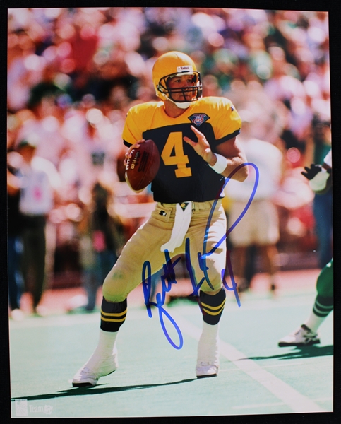 1994 Brett Favre Green Bay  Packers Autographed 8"x10" Color Photo (JSA)