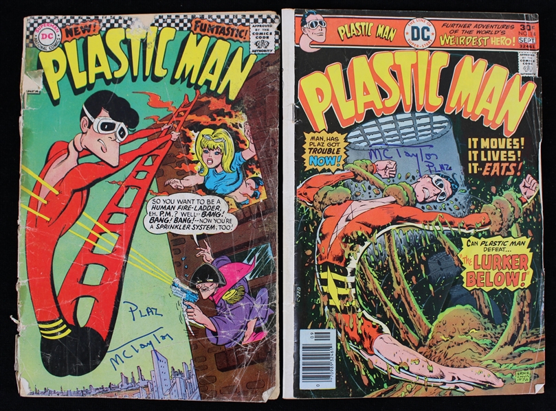 1967-76 Plastic Man Comic Books Signed by Mark Taylor (Lot of 2) (JSA)