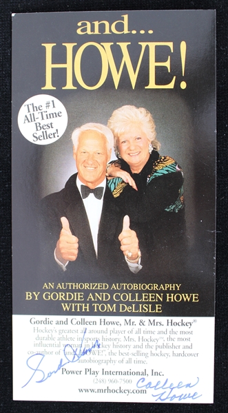 1990s  Gordie Howe (d.2016) Detroit Red Wings and Colleen Howe Autographed Book Flyer (JSA)