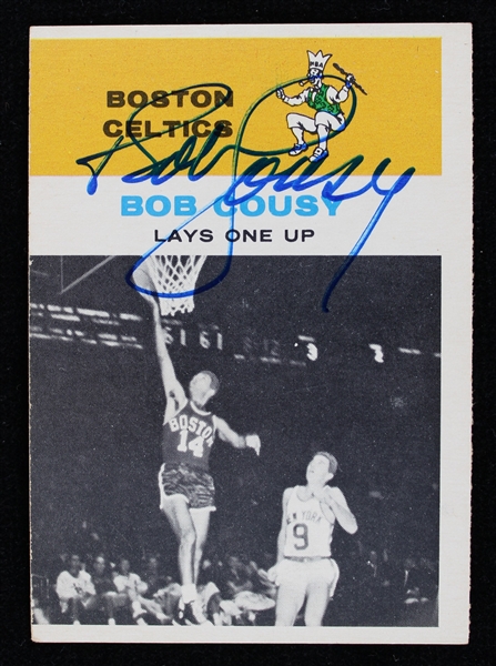 1961 Bob Cousy Boston Celtics Signed Fleer Trading Card #49 (JSA)
