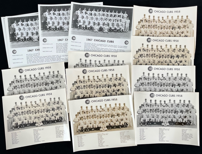 1958-67 Chicago Cubs 8" x 10" Team Photo Collection - Lot of 30